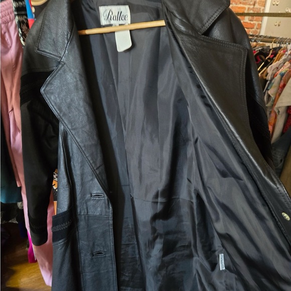 Vintage leather Duster, trench coat, small, black - Picture 6 of 6